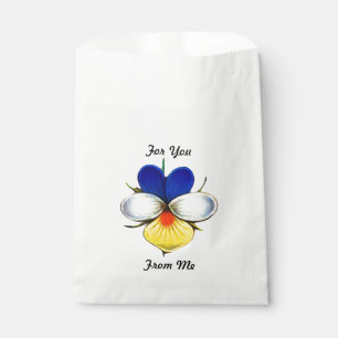 Illustrated Viola Flower w/ Custom Message Favour Bag