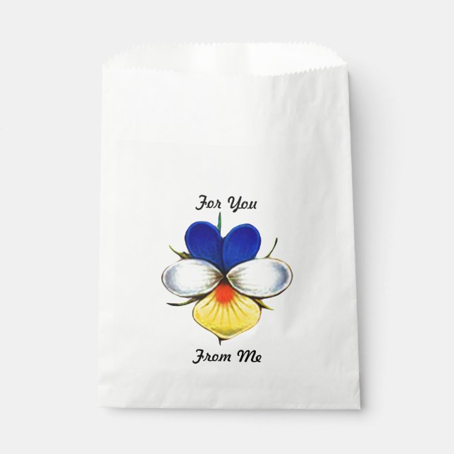 Illustrated Viola Flower w/ Custom Message Favour Bag (Front)