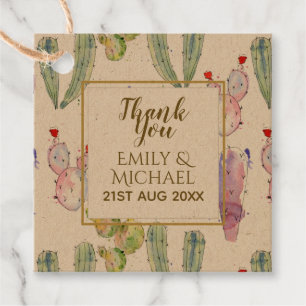 Illustrated Watercolor CACTI Fiesta Thank You Name Favour Tags