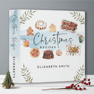 Illustrated Watercolor Christmas Recipes Binder