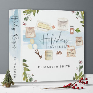 Illustrated Watercolor Holiday Baking Recipes Binder