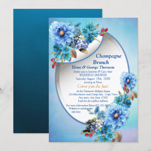 Illustrated  Watercolor  Moon flower Couple Shower Invitation