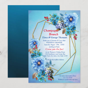 Illustrated  Watercolor  Moon flower Couple Shower Invitation