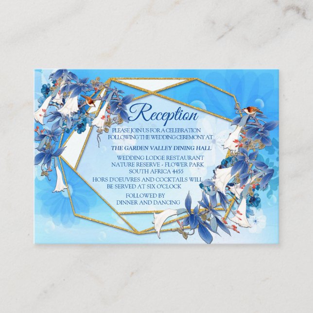 Illustrated  Watercolor  Moonflower Reception Enclosure Card (Front)