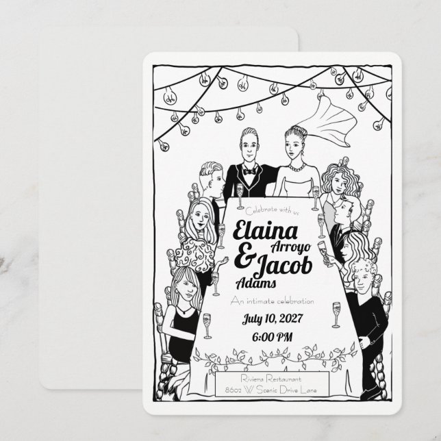 Illustrated Wedding Guests Invitation (Front/Back)