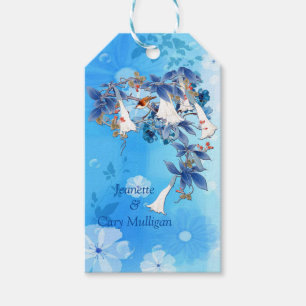 Illustrated  White Watercolor Moon flower Gift Tag