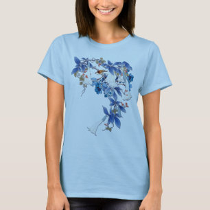 Illustrated  White Watercolor Moon flower T-Shirt