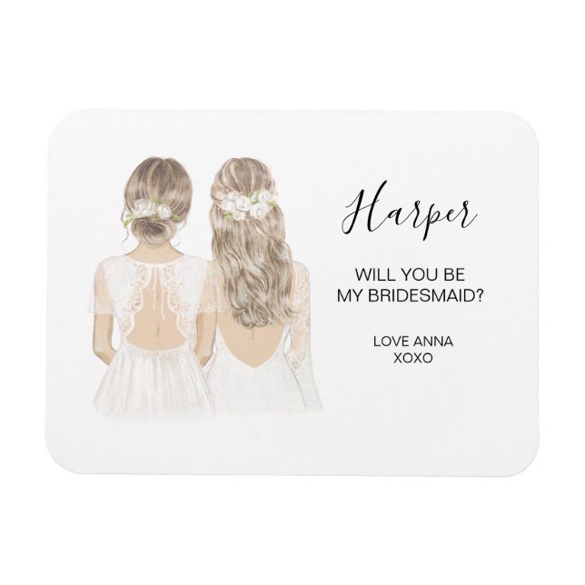 Illustrated Will you be my bridesmaid magnet (Horizontal)