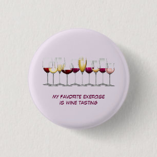 Illustrated Wine Glasses 1 Inch Round Button
