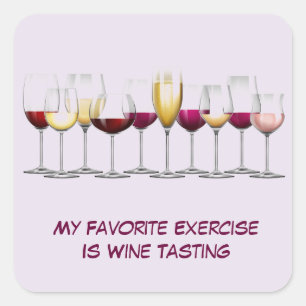 Illustrated Wine Glasses Square Sticker