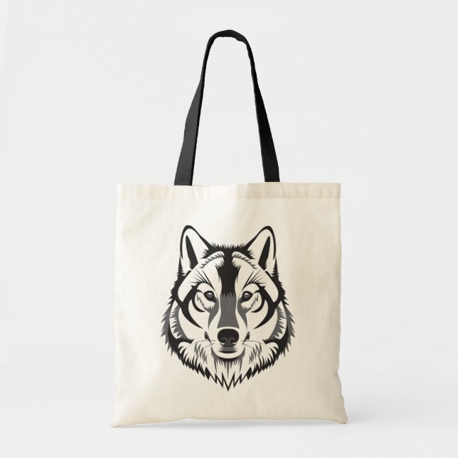 Illustrated Wolf Tote Bag (Front)