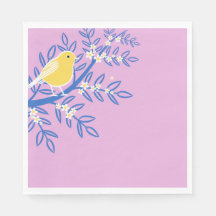 Illustrated Yellow Bird on a Pink Background