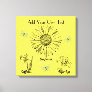 Illustrated Yellow Flowers Canvas Print