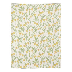 Illustrated Yellow Wild Cone Flower Pattern Duvet Cover