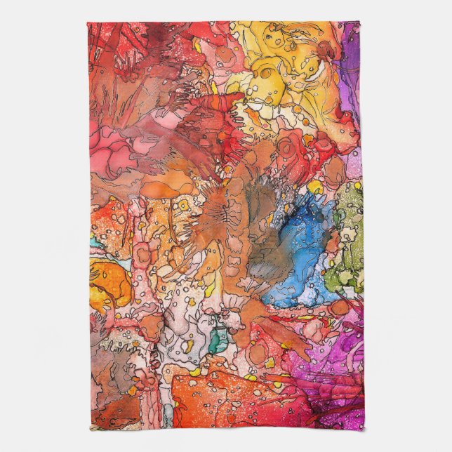 Illustration Abstraite colorée Serviette de cuisin (Vertical)