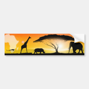 Illustration african landscape bumper sticker