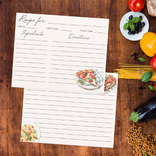 Illustration alimentaire italienne Carte de recett