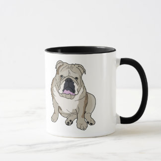 Illustration anglaise de bouledogue sur la tasse