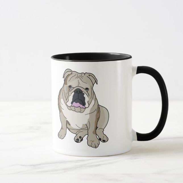 Illustration anglaise de bouledogue sur la tasse (Droite)