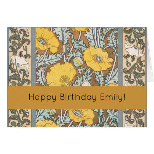Illustration Art Nouveau Poppy Fleur Jaune
