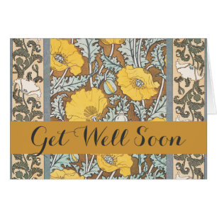 Illustration Art Nouveau Poppy Fleur Jaune
