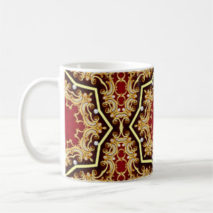 illustration background frame with pearl and golde coffee mug
