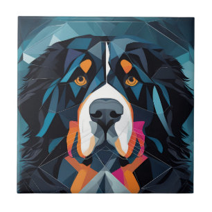 Illustration bernese mountain blue background tile