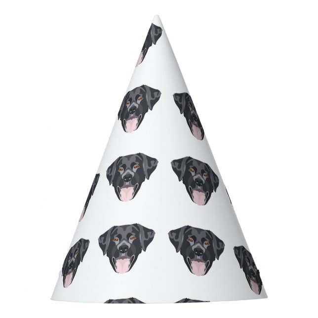 Illustration black Labrador retriever with smiles Party Hat (Front)