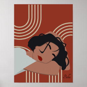 Illustration Boho Woman, Poster des tons terre