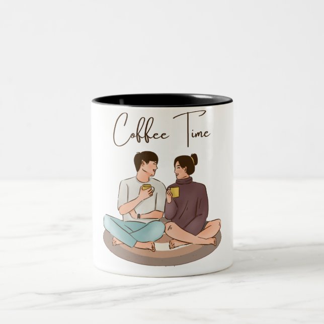 Illustration Brown Couple Mug (Centre)