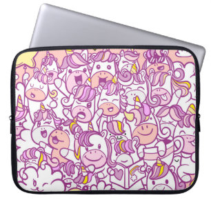 Illustration, Cute unicorn and pony collection wit Laptop Sleeve