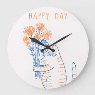 Illustration d'animal mignon Horloge murale ronde