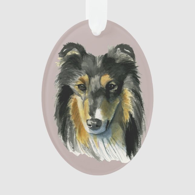 Illustration d'aquarelle de chien de colley (devant)