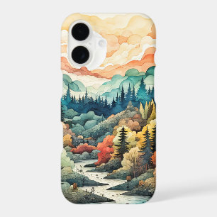 Illustration d'art rustique de vallée d'automne