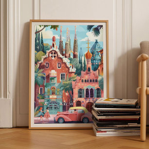 Illustration de Barcelone Impression Espagne Voyag