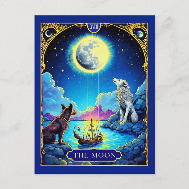 Illustration de carte de tarot, La Lune (Devant)