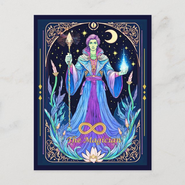 Illustration de carte de tarot, Le Magicien (Devant)
