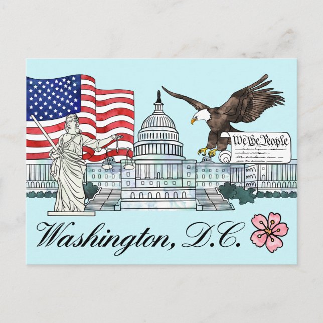 Illustration de carte postale de Washington D.C. (Devant)