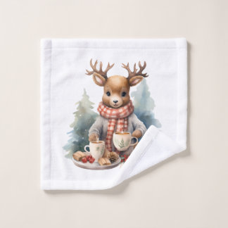 Illustration de cerf de Noël tissu de lavage rusti
