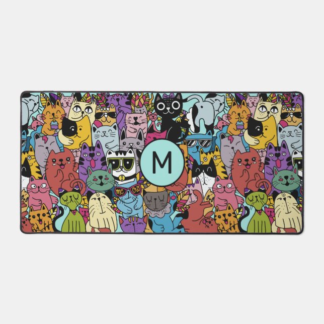 Illustration de chats amusants Monogrammes personn (Recto)