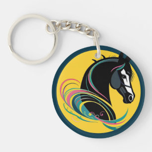 Illustration de cheval noir en dessin animé