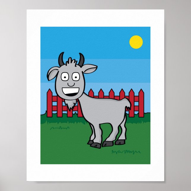Illustration de chèvre mignonne Poster d'art anima (Devant)