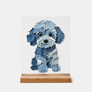 Illustration de chien en patchwork de denim mignon