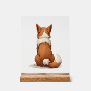 Illustration de chien vue de dos vintage sur fond 
