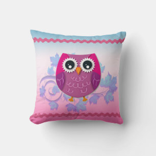 Illustration de Chouette rose mignonne oreiller