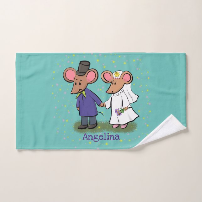 Illustration de dessin animé d'un couple de souris (Serviette à main)