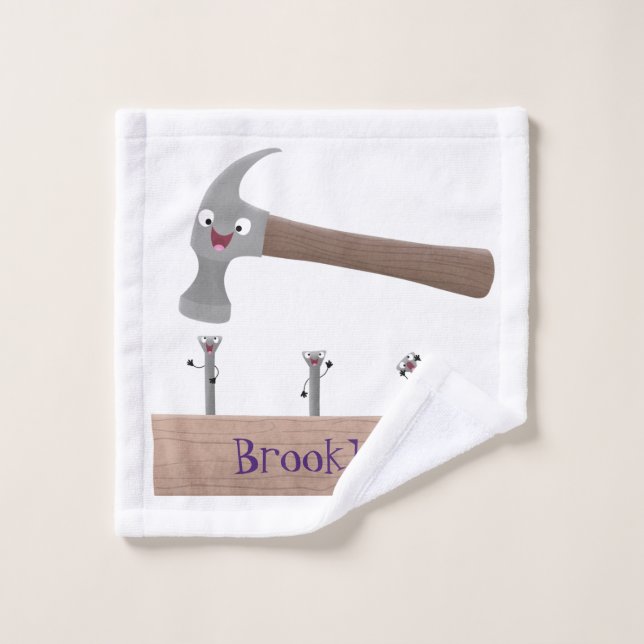 Illustration de dessin mignon, marteau et ongles (Gant de toilette)