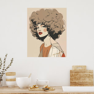 Illustration de femme rétro bohème - Art mural min