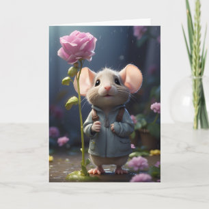 Illustration de fleur de souris adorable Carte de 