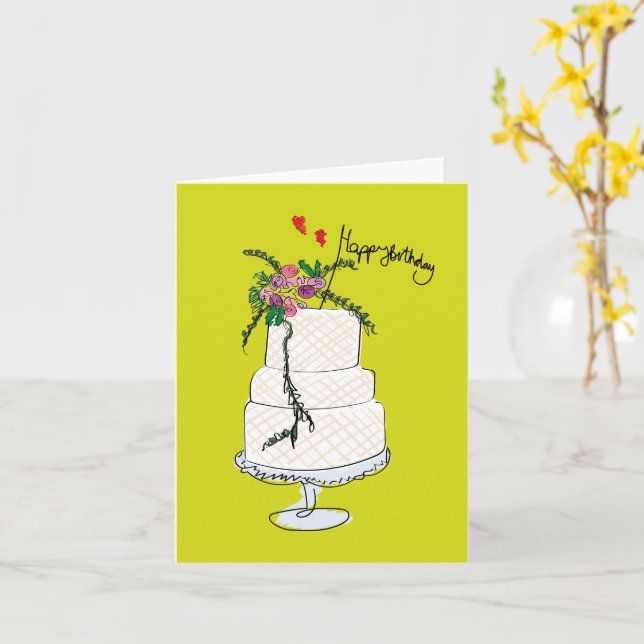 Illustration de gribouillis Joyeux carte d'anniver (Fleur jaune)